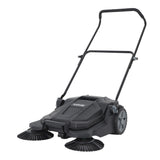 Garvee 25.6-Inch Manual Push Floor Sweeper with 5-Gallon Debris Bin, Dual Side Brushes & Adjustable Folding Handle for Garage, Driveway, Patio and Sidewalk, Gray - Gray