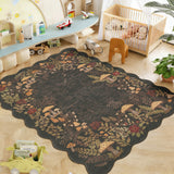 Garvee 5' × 7' Mushroom Forest Area Rug, Soft Washable Low-Pile Polyester Carpet for Living Room, Bedroom and Dining Room, Brown - Brown