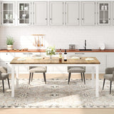 Garvee 79" Dining Table for 6, Farmhouse Wooden Kitchen Tables for Family, Rectangular Industrial Style Dining Room Table with Sturdy Metal Frame, Long Desk for Restaurant, Kitchen, Office,Retro Brown 2 - Brown&White