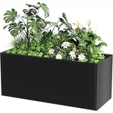 Garvee Raised Garden Bed, 67.7 x 18.1 x 11.8-Inch Black Metal Planter with Open Bottom and Removable Dividers for Vegetables, Herbs and Flowers - 