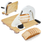 Garvee Collapsible Manual Bread Slicer – Adjustable Thickness 0-0.6 in – Hand Crank, Collapsible Wooden & Steel Guide – White, 6.7" Blade (AYS-MBJ05/06)