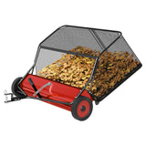 Garvee Tow-Behind Lawn Sweeper, 48" Leaf Collector with 26 Cu. Ft. Hopper, 4 10" Nylon Brushes, Universal Hitch for Tractor, Red