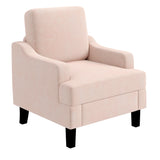 Garvee Chenille Mid Century Modern Accent Chair, Wood & Iron Frame Armchair with 330lb Capacity for Living Room Bedroom,Pink - Pink