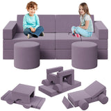 Garvee Modular Kids Play Couch, 13Pcs Kids Explorer Couch, Convertible Foam Play Sofa for Bedroom and Playroom Furniture, 2 Seat Pink Sofa