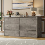 Garvee Modern Handle-Free 6 Drawer Dresser for Bedroom - Wide Wood Storage Chest with Large Capacity - Sleek Cabinet for Living Room, Entryway, or Hallway - Embossed Washed Gray - Gray