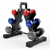 Garvee 60 lb Dumbbell Set with Rack – 3 Pairs of Smooth Vinyl Coated Cast Iron Free Weights (5 lb, 10 lb, 15 lb) with Foldable Metal Storage Stand for Home Gym Strength Training - Smooth Surface