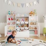Garvee Multifunctional Kids Toy Storage Organizer – 6 Removable Bins, 6 Cubbies, Large Bookshelf and Chest – Nursery, Bedroom, Playroom, Study Area – Modern Design, Easy Assembly – Color: Pure White