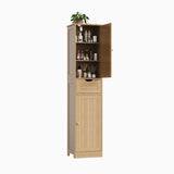 Garvee Space-Saving Slim Bathroom Storage Cabinet – Vertical Organizer Shelf, Particle Board Construction, Ideal for Basin Area, Easy Assembly, Modern Home Decor – Natural Wood Color - Rustic Wood