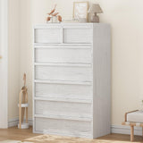 Garvee 7 Drawer Dresser for Bedroom, 46 in Tall 7 Chest of Drawers with Large Storage, Wooden White Dresser Organizer Nightstand for Living Room, Closet, Entryway - White