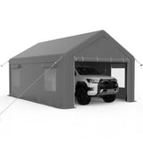 Garvee Portable Carport, 13 x 20 FT Reinforced Steel Frame Garage with 2 Doors, Roll-Up Window and UV-Resistant Waterproof Tarp for Cars Trucks Boats and Motorcycles