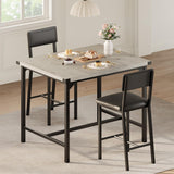 Garvee 3-Piece Counter Height Dining Table Set for 2 – Upholstered Bar Stools with Footrest and Corner Protectors, Perfect for Kitchen, Apartment and Pub, Gray