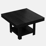 Garvee Space-Saving Square Dining Table for 4-6 – Heavy Duty 350lbs, Modern Triangle Legs, 2-Tier Storage Shelf, Waterproof Wooden Surface, Ideal for Home, Apartment, or Restaurant – Black