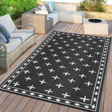 Garvee Reversible Geometric Outdoor Rug – Waterproof, UV Resistant Low-Pile Plastic Mat for Patio, Garden, Camping, Easy to Clean, Large 10x14ft, Black/White - Black & White