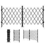 Garvee Metal Expandable Mobile Barricade, Industrial Folding Security Gate Driveway Gate, Retractable Retractable Gate Outdoor,Folding Safety Barricade - Black