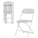 Garvee Heavy Duty Folding Chairs 6-Pack – White Plastic – Steel Frame, Supports 380 lbs, Non-Slip Feet, Portable & Collapsible, Perfect for Home, Office, Events – White 6-pack - White