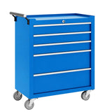 Garvee Heavy Duty 5-Drawer Rolling Tool Chest Organizer - Lockable Wheels, Smooth Slides, Protective Liners, Sturdy Metal Cabinet - For Garage, Workshop, Warehouse - Portable, Secure Storage, Blue