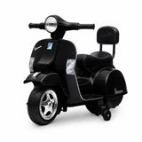 Garvee Officially Licensed Vespa Kids Electric Ride On Car, 6V Battery Powered 4-Wheel Scooter – Headlight – Backrest – Training Wheels – Durable PP – Anti-Rollover – Ride-On Toy for Toddlers, Black - Black