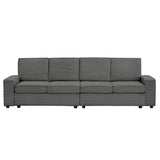 Garvee Comfortable Modular 4-Seater Kids Sofa - Modern L-Shaped Sectional with Wide Armrests, Soft Backrest, Deep Convertible Couch, Gray Corduroy Loveseat Chaise for Living Room, Office, Bedroom, Color: System Default