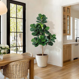 Garvee 5FT Artificial Fiddle Leaf Fig Trees (2 Pack) – Realistic Faux Ficus Lyrata, 77 Leaves, Modern Grey & Black Planters, White Stone Base, Low Maintenance, Easy Assembly, Home & Office Floor Decor, Size: 5FT