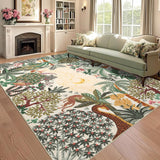 Garvee 6x9 Area Rug Jungle Beige Washable Rugs for Living Room Bedroom, Soft Low Pile Non Slip Accent Floor Mat Animal Print Tiger Throw Rug Indoor Carpet Dining Room Playroom - Beige