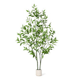 Garvee 6FT Artificial Eucalyptus Tree for Indoor Decor – Realistic Faux Plant with Slender Green Leaves – Modern Decorative Tree in White Pot, Easy Assembly – Ideal for Home, Office, or Living Room – 6ftH, White Basin