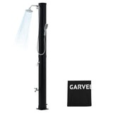 Garvee Solar Heated Outdoor Shower for Poolside and Garden – 10 Gallon (38L) Round, 2-Section Freestanding, Handheld Sprayer, Foot Tap, Hot & Cold Adjustable, Protective Cover – Specs: 38L round + handheld shower + cover - Black