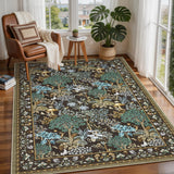 Garvee 5' × 7' Mushroom Forest Area Rug, Soft Washable Low-Pile Polyester Carpet with Non-Slip Backing for Living Room, Bedroom and Dining Room, Brown - Brown