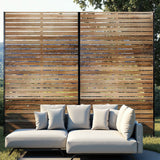 Garvee Metal Privacy Screen, 72" H × 47" W Freestanding Galvanized Steel Decorative Panel, 38.1 lbs, for Patio, Garden & Pool, Natural Wood