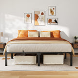 Garvee Heavy Duty King Bed Frame 14 Inch Hight, Metal Platform Bed Frame with Reinforced Slats Support, 800 Lbs Load Capacity, Noise Free, No Box Spring Needed and Screws, Tool-Free Assembly - Black|14 Inch Hight