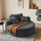 Garvee Oversized Comfort and Deep Seat – 55'' Round Corduroy Chaise Lounge Chair – Single Cloud Design with 3 Pillows – Ideal for Living Room or Bedroom – Upholstered Sofa Bed – Gray - Gray