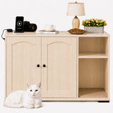 Garvee Large Hidden Cat Litter Box Enclosure – Dog-Proof Modern Cat Cabinet with Charging Outlet, Odor Control, Fits Self-Cleaning Litter Boxes, Wooden Arch Frame, End Table Pet Furniture, ND-5045-26 Natural Wood Color Arch - Natural-Arched