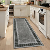 Garvee 2' x 6' Black Gray Modern Neutral Abstract Runner Rug, Washable Polyester Non-Slip Low-Pile Carpet for Hallway, Kitchen, Entryway and Bedroom - Black/Gray