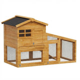 Garvee 2-Tier 53" Wooden Small Animal Cage, Weatherproof Rabbit Hutch with Non-Slip Ramp, Leak-Proof Removable Tray, Anti-Chew Metal Frame, Asphalt Roof, Ideal for Rabbits, Guinea Pigs, Rufous White - Natural Color