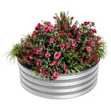 Garvee Round Raised Garden Bed, 4 x 1.5ft Galvanized Raised Boxes with Rust, Corrosion Protection, Easy Assembly, Safe Edge, Metal Garden Bed Kit for Planting Vegetables, Fruits, Flowers - Silver