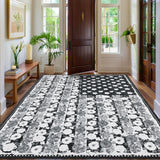 Garvee 6' × 9' 4th of July Patriotic Floral Rug, Gray American Flag Washable Area Rug - Gray