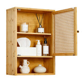 Garvee Bathroom Cabinet Wall Mount. Medicine Cabinets for Bathroom Storage   over Toilet Hanging Cabinet with Rattan Doors and Adjustable Shelf. Wall Cabinet Storage for Kitchen. Laundry. Natural