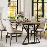 Garvee Modern Industrial Dining Table for 4-6 – 71 Inch Rectangular Waterproof Wood Top – Heavy Duty Metal Frame – Ergonomic Height – Space-Saving – Rustic Style for Kitchen, Dining Room, Home Office – Color: Tiger Stripe