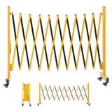 Garvee Expandable Metal Safety Barricade with Casters – Industrial Folding Security Gate – Portable Retractable Fence – Iron, Yellow & Black – Single Fold, 4 Brake Wheels – 11ft x 3.4ft – Size: Single fold | with 4 brake wheels | iron | yellow + black | - Yellow