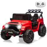 Garvee 24V 2-Seater Electric Ride On Truck for Big Kids – Parental Remote Control – 4-Wheel Suspension – 3 Speeds – LED Lights – Wireless Audio & MP3 Player – Standard Test Method/CPSIA Certified – Red - Red