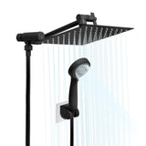 Garvee High Pressure 8" Rain Shower Head & Handheld Set – 3 Spray Modes, Adjustable 11" Extension Arm, Leak-Proof, Wall Mount, 59" Hose, Matte Black Stainless Steel – Complete Bathroom Combo, Includes 8" Stainless Steel Overhead Shower, Switch Extension