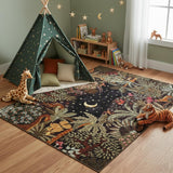 Garvee 4' × 6' Jungle Botanical Area Rug, Soft Washable Low-Pile Polyester Carpet for Living Room, Bedroom and Dining Room, Brown - Brown
