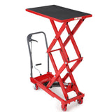 Garvee Hydraulic Lift Table Cart, 770 LB Capacity, Double Scissor Lift with Non Slip Platform & Lockable Wheels,14-59 in, Heavy Duty Table Cart for Warehouse Shop Garage, Red - Red