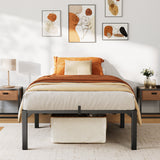 Garvee Heavy Duty Twin Bed Frame 14 Inch Hight, Metal Platform Bed Frame with Reinforced Slats Support, 800 Lbs Load Capacity, Noise Free, No Box Spring Needed and Screws, Tool-Free Assembly - Black|14 Inch Hight