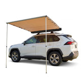 Garvee SUV Truck Van Roof Rack Awning - Retractable Side Sun Shade, UV50+ 600D Oxford Waterproof Canopy, Height Adjustable Poles, Outdoor Camping Shelter with Storage Bag, 150x200cm, Khaki - Beige