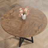 Garvee 47 Inch Modern Industrial Round Dining Table for 4-6 – Wooden Top, Sturdy Metal Legs, Space-Saving Storage Shelf, Easy Assembly, Great for Small Spaces, Kitchen, Dining Room – New Model (Vintage Color) - Vintage
