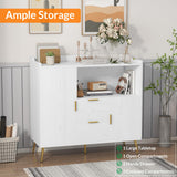 Garvee Modern 40" White Buffet Sideboard Cabinet with Storage – 3 Drawers, 2 Doors & Shelves – Easy Assembly, Mark-Resistant – Dining Room, Kitchen, Coffee Bar – 2 Sets - 2 Pcs White