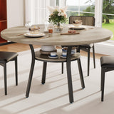 Garvee 47'' Round Dining Table for 4-6 People, Farmhouse Kitchen Dining Table, Round Dinner Table with Storage Shelf for Kitchen, Living Room (Table Only), Grey - Grey