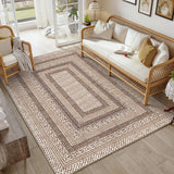 Garvee Modern Minimalist Area Rug – Geometric Low Pile, Washable, Non-Slip Carpet, Mark Resistant, Ultra Thin, Edgeed Design – Living Room & Bedroom Décor – Taupe Khaki, 9x12ft - Taupe