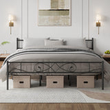 Garvee King Size Platform Bed Frame, Metal with Unique Fist Design Headboard, Under Bed Storage, No Box Spring Required, Easy Assembly Noise Free, Black - Black