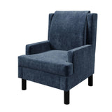 Garvee Mid-Century Modern Wingback Accent Chair – Blue Chenille Upholstered Armchair with High Back, Soft Pillow, and Sturdy Wood Legs – Comfy Single Sofa for Living Room, Bedroom, or Entryway, Blue - Navy Blue